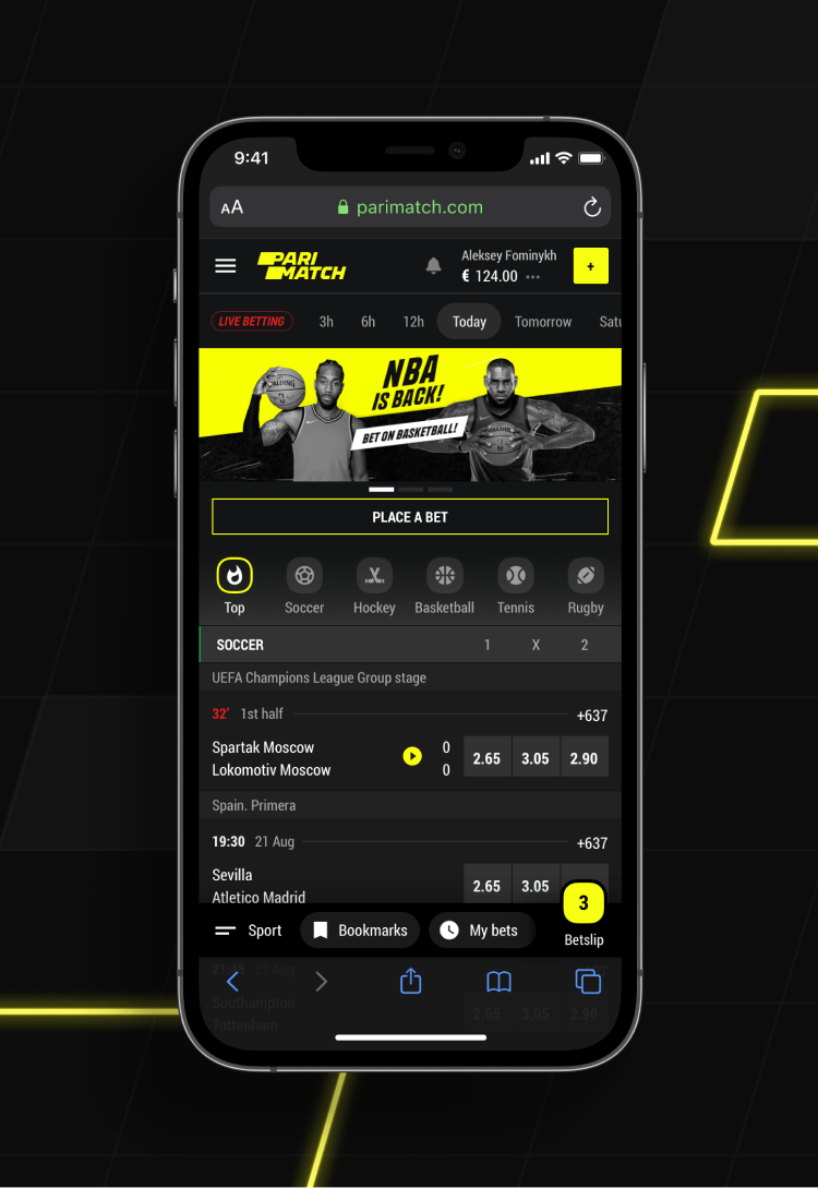 パリマッチのモバイルアプリとスマートフォン画面